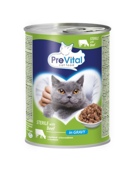 Mokra karma dla kotów po sterylizacji wołowina w sosie Prevital 415 g 5999566111792 2