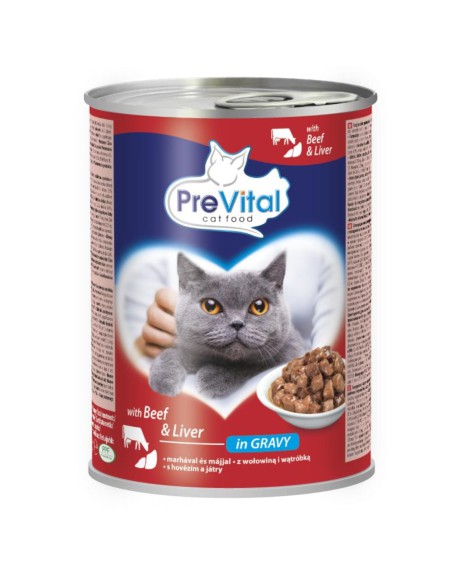 Mokra karma dla dorosłych kotów z wołowiną i wątróbką w sosie Prevital 415 g - Mokra karma dla kota Mokra karma dla dorosłych kotów z wołowiną i wątróbką w sosie Prevital 415 g 5999566111815 2