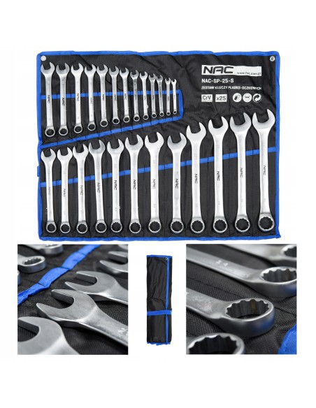 Stalowy zestaw kluczy płasko-oczkowych NAC SP-25-S, rozm. 6 do 32 mm 5902490787650 10