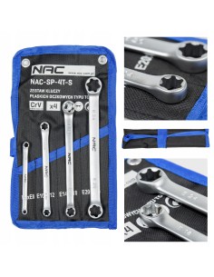 Zestaw 4 kluczy oczkowych TORX NAC SP-4T-S w etui, rozmiary E6-E24 5902490787636