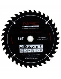 Widiowa tarcza do drewna NAC SB1-185-36-AT, 185 mm 36 zębów 5907510482713