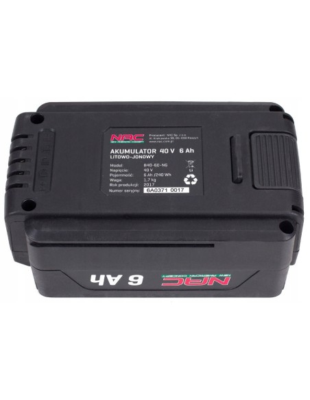 Zapasowy akumulator bateria do narzędzi ogrodowych NAC B40-60-NG 40V LI-ION 6Ah - Akcesoria do elektronarzędzi Zapasowy akumulator bateria do narzędzi ogrodowych NAC B40-60-NG 40V LI-ION 6Ah 5902067856772 2