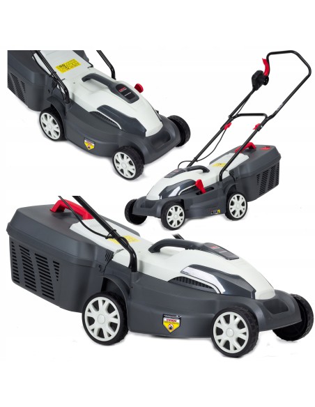 Łatwa w obsłudze kosiarka elektryczna NAC LE14-34-PB-KC 1400W z zabezpieczeniem termicznym + kosz 5902067856390