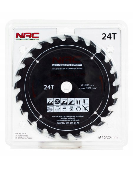 Widiowa tarcza do drewna oraz materiałów drewno-pochodnych NAC SB1-185-24-AT 5907510482126 3