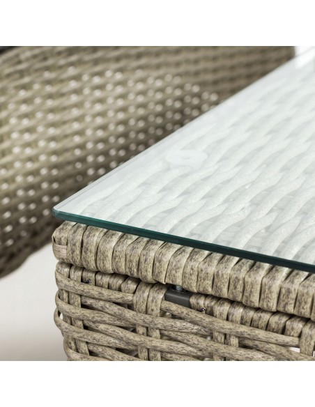 Zestaw beżowych mebli ogrodowych z technorattanu Meven - 2 fotele + sofa + ława 5902490785052 9