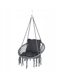 Boho szary fotel wiszący hamak huśtawka ogrodowa Meven, śr. 50 cm 5902490786318 2