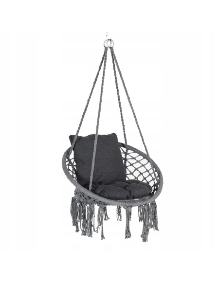 Boho szary fotel wiszący hamak huśtawka do ogrodu Meven, śr. 60 cm 5902490786301