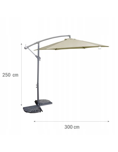 Beżowy parasol ogrodowy z wysięgnikiem Barbados Meven 300 x 250 cm 5902490786783 5