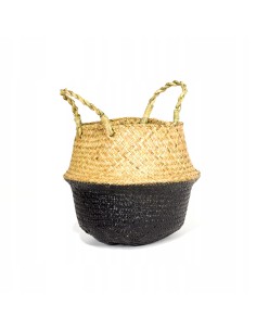 Osłonka na doniczkę z trawy morskiej BOHO BLACK Meven Home & Garden 35×35×14/28 cm 5902490743434