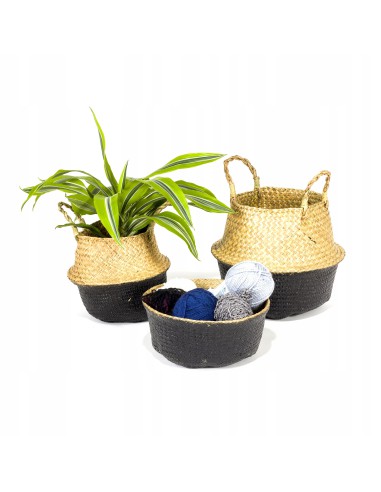 Osłonka na doniczkę z trawy morskiej BOHO BLACK Meven Home & Garden 35×35×14/28 cm 5902490743434 2