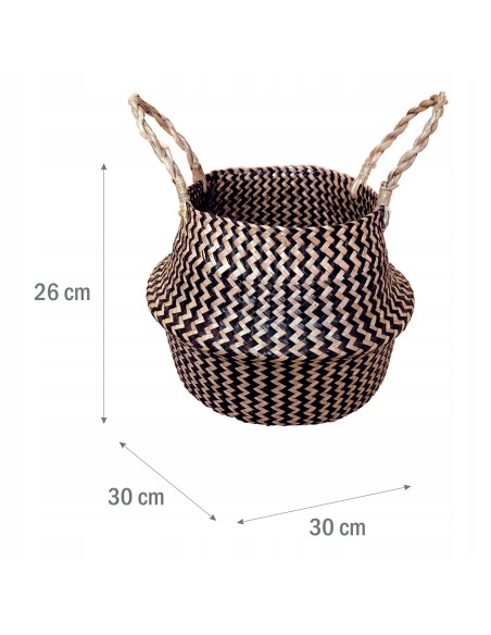 Kosz z trawy morskiej BOHO CHECKERED 30 × 30 × 13/26 cm Meven Home & Garden 5902490743410 2