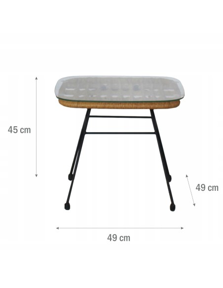 Beżowy zestaw mebli ogrodowych wypoczynkowych MEVEN: 2x fotel, 2x puf + stolik 5900607534395 10