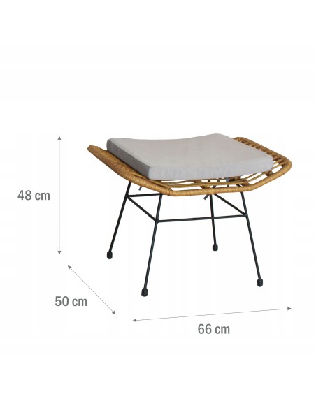 Beżowy zestaw mebli ogrodowych wypoczynkowych MEVEN: 2x fotel, 2x puf + stolik 5900607534395 11