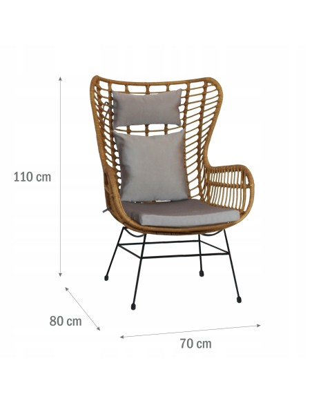 Beżowy zestaw mebli ogrodowych wypoczynkowych MEVEN: 2x fotel, 2x puf + stolik 5900607534395 12