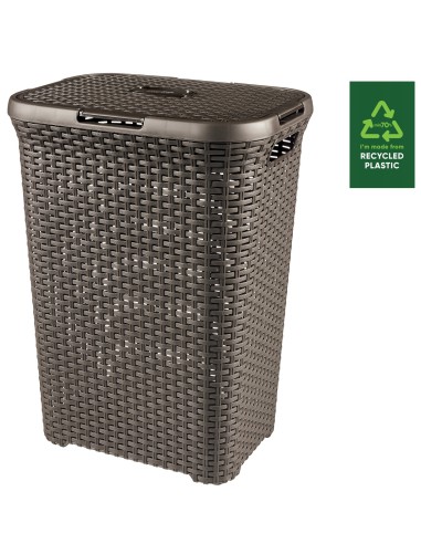 Brązowy kosz na pranie 60l Curver Rattan Style 3253920707017 9