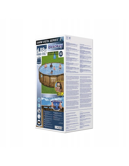 Duży basen ogrodowy na stelażu z pompą filtrującą BESTWAY Power Steel™ Swim Vista Series™ II, 488x122 cm - Baseny na stelażu Duży basen ogrodowy na stelażu z pompą filtrującą BESTWAY Power Steel™ Swim Vista Series™ II, 488x122 cm 6941607311332 10