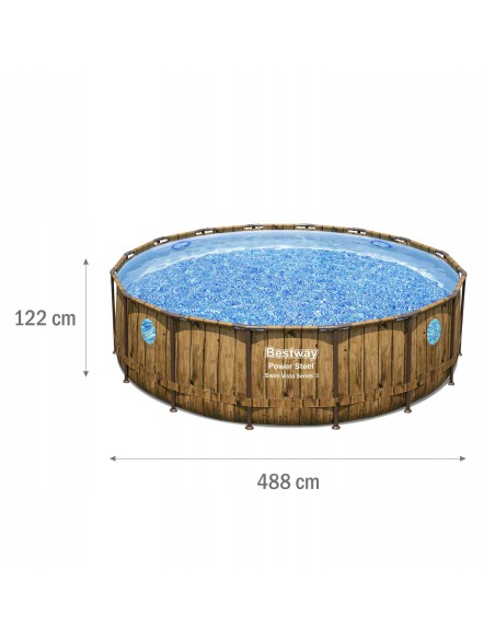 Duży basen ogrodowy na stelażu z pompą filtrującą BESTWAY Power Steel™ Swim Vista Series™ II, 488x122 cm - Baseny na stelażu Duży basen ogrodowy na stelażu z pompą filtrującą BESTWAY Power Steel™ Swim Vista Series™ II, 488x122 cm 6941607311332 11