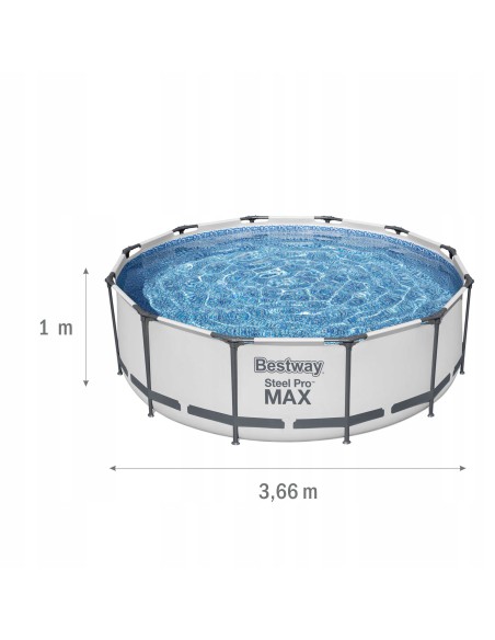 Solidny basen ogrodowy na stelażu BESTWAY Steel Pro MAX ™ Frame Pool, 366x100 cm - Baseny na stelażu Solidny basen ogrodowy na stelażu BESTWAY Steel Pro MAX ™ Frame Pool, 366x100 cm 6942138982435 8