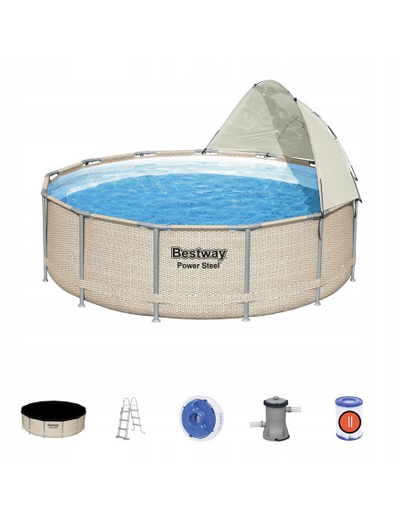 Wytrzymały basen ogrodowy na stelażu z baldachimem Bestway® Power Steel ™, 396x107 cm 6942138984590 2