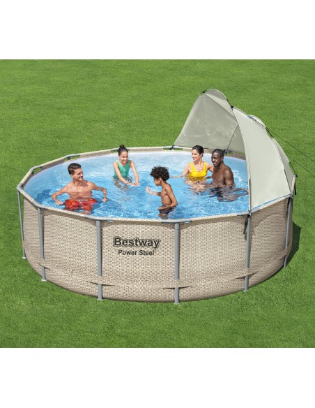 Wytrzymały basen ogrodowy na stelażu z baldachimem Bestway® Power Steel ™, 396x107 cm 6942138984590 3