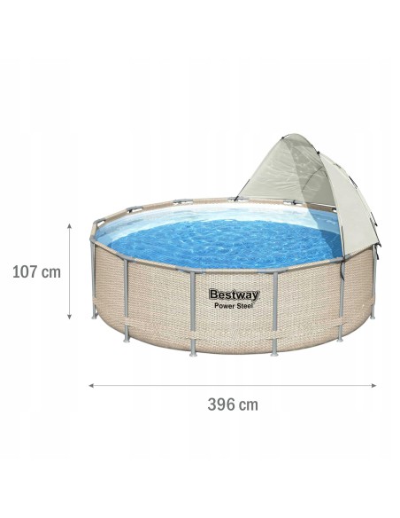 Wytrzymały basen ogrodowy na stelażu z baldachimem Bestway® Power Steel ™, 396x107 cm 6942138984590 10