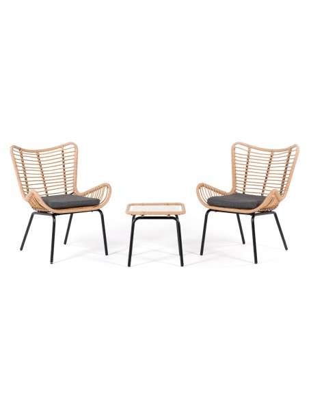 Technorattanowy zestaw mebli do ogrodu, na balkon, 2x krzesło + stolik Dallas Meven 5902490745414 2