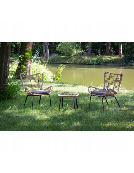 Technorattanowy zestaw mebli do ogrodu, na balkon, 2x krzesło + stolik Dallas Meven 5902490745414 5