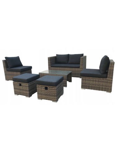 Komplet mebli rattanowych Sorrento sofa + 2x fotel + 2x pufa + stolik Meven - Zestawy mebli ogrodowych