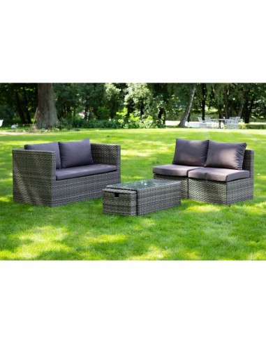 Komplet mebli rattanowych Sorrento sofa + 2x fotel + 2x pufa + stolik Meven 5900607534180 6