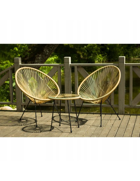 Zestaw mebli rattanowych do ogrodu na balkon Acapulco 2x fotel + stolik Meven 5900607534296 2