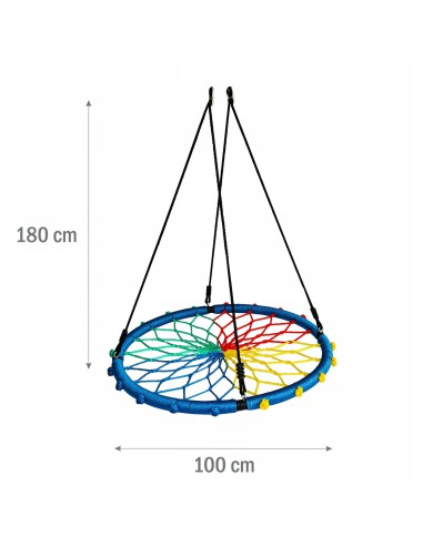 Wielokolorowe bocianie gniazdo huśtawka ogrodowa EMU RAINBOW Meven, śr. 100 cm 5900607534449 7