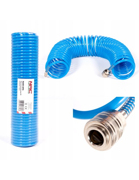 Odporny na uszkodzenia wąż spiralny pneumatyczny do sprężarki NAC NAIR-HPE-15, 6×8mm 15m 5902490787575