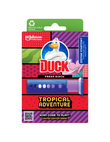 Odświeżający zestaw żelowych krążków Duck Tropical Adventure Zestaw startowy + podwójny zapas  3