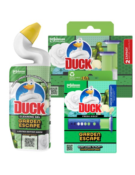 Zestaw startowy do czyszczenia toalet Duck Garden Escape Krążki żelowe 6 szt. + żel 750 ml 