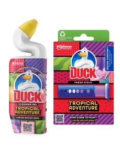 Zestaw do czyszczenia WC Duck Tropical Adventure: krążki żelowe 36 ml + żel do WC 750 ml