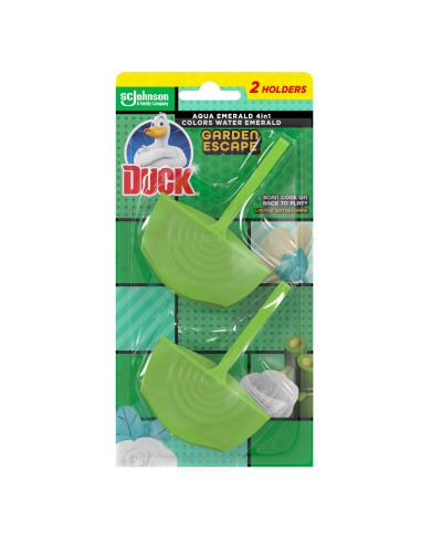 Zestaw do czyszczenia WC Duck Garden Escape: żel 750 ml + 2x zawieszka barwiąca wodę na zielono  2