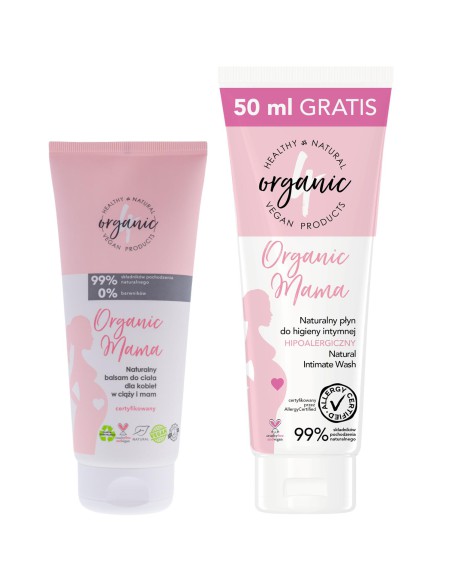 Zestaw kosmetyków dla kobiet w ciąży i mam 4Organic balsam + żel do higieny intymnej 5904181933629