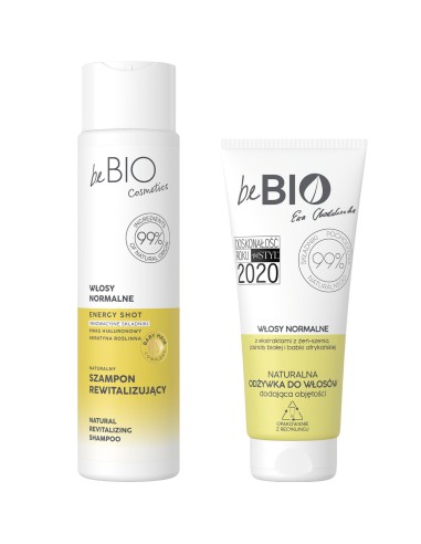 Rewitalizujący zestaw kosmetyków do włosów normalnych beBIO szampon + odżywka - Zestawy do włosów