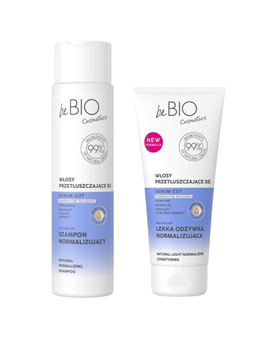 Normalizujący zestaw kosmetyków do włosów przetłuszczających się beBIO szampon + odżywka - Zestawy do włosów