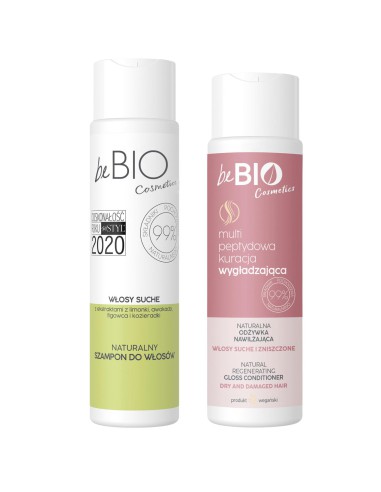 Nawilżający zestaw kosmetyków do włosów suchych beBIO szampon + odżywka - Zestawy do włosów