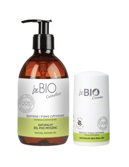 Odświeżający zestaw kosmetyków do ciała beBIO żel pod prysznic 400ml + dezodorant roll-on 5908233665407