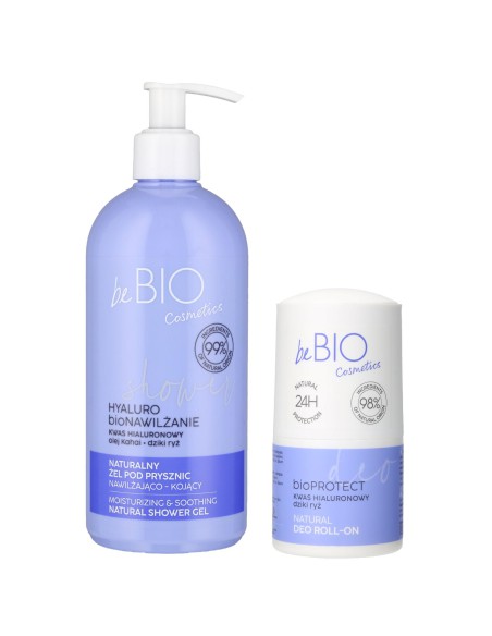 Nawilżający zestaw kosmetyków do ciała beBIO żel pod prysznic 350ml + dezodorant roll-on 5908233665377