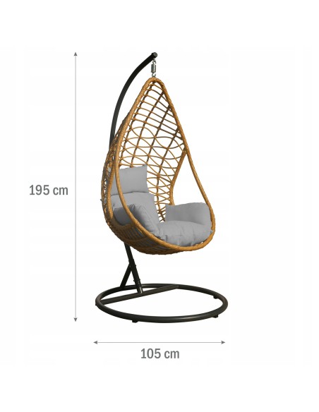 Nowoczesny wygodny fotel podwieszany kokon ogrodowy ROMINA MEVEN, 195x105 cm 5902490785113 2