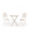 Rustykalny zestaw mebli ogrodowych z metalu Lavender Meven, stolik + 2 krzesła
