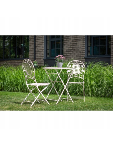 Rustykalny zestaw mebli ogrodowych z metalu Lavender Meven, stolik + 2 krzesła 5902490744288 2