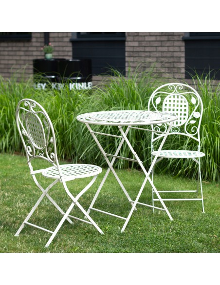 Rustykalny zestaw mebli ogrodowych z metalu Lavender Meven, stolik + 2 krzesła 5902490744288 6