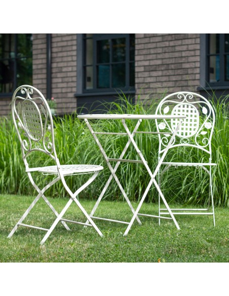 Rustykalny zestaw mebli ogrodowych z metalu Lavender Meven, stolik + 2 krzesła 5902490744288 7