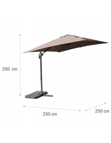 Boczny parasol ogrodowy z wysięgnikiem Meven Platinum Mokka 250 x 250 x 260 cm 5902490786806 11