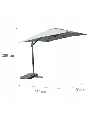 Szary parasol ogrodowy z wysięgnikiem Platinum Meven 250 x 250 x 260 cm 5902490786790 11