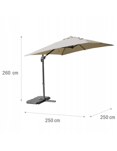 Beżowy parasol ogrodowy z wysięgnikiem Platinum Meven 250 x 250 x 260 cm 5902490786813 6